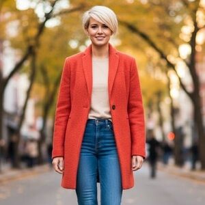 Kenneth Cole New York orange nubby Wool Fabric coat- women’s